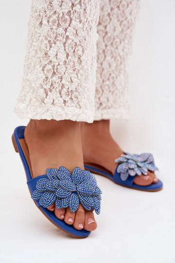 Zapatillas apartamento de mujeres Con decoración azul oscuro Grelora 2