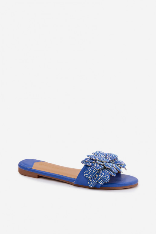 Zapatillas apartamento de mujeres Con decoración azul oscuro Grelora