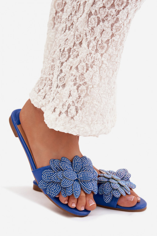 Zapatillas apartamento de mujeres Con decoración azul oscuro Grelora