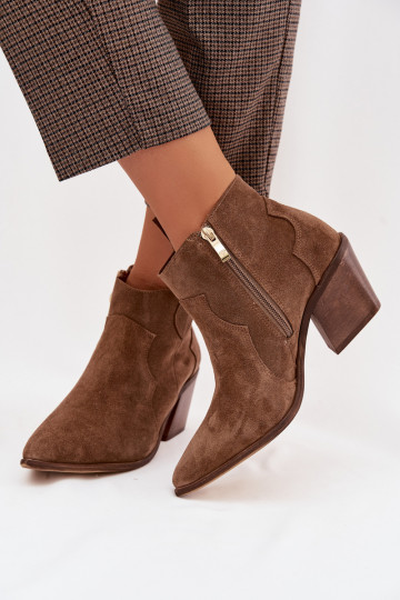 Botines de estilo vaquero de ante en color caqui Zazoo 3153 2