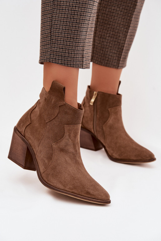 botas estilo vaqueroActivadoturalnego de gamuzau Zazoo 3153 de color caqui