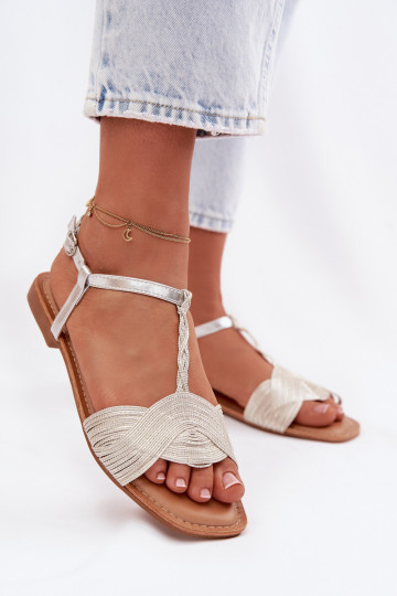 Sandalias planas plateadas para mujeres Nexora 2