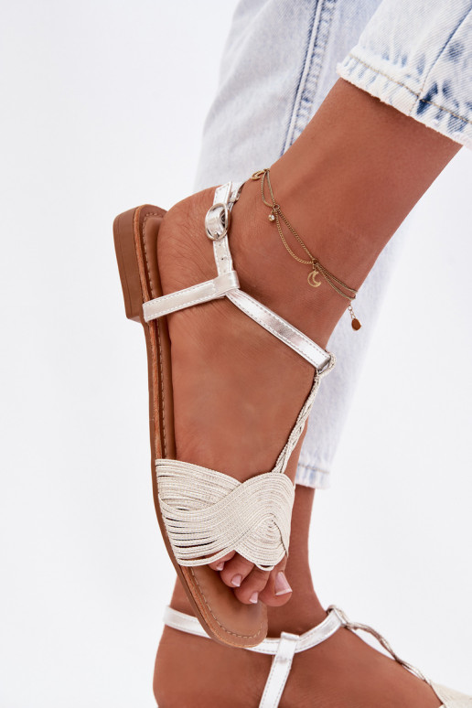 Sandalias planas para mujer. color plata Nexora