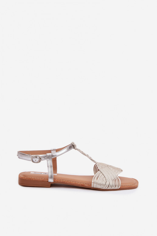 Sandalias planas para mujer. color plata Nexora