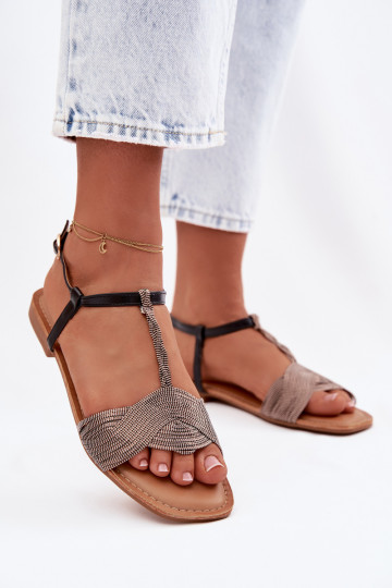 Sandalias planas para mujer. de color negro Nexora 2