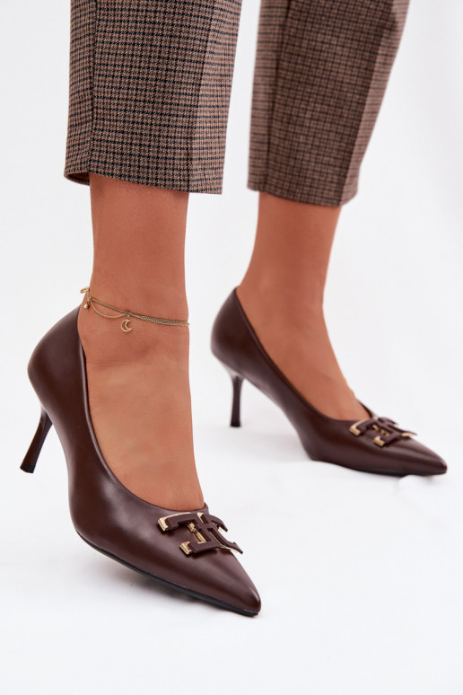 zapatos de tacón alto Zapatos con adornos Eko Piel CzekoladoAe Fivara