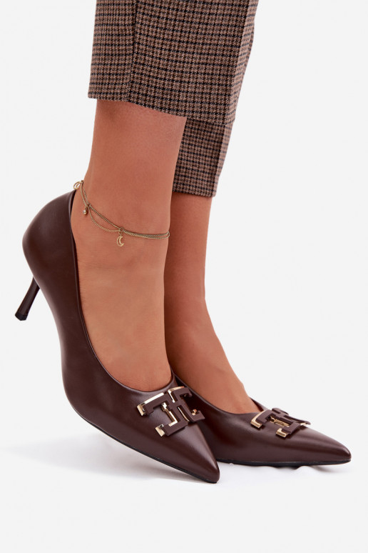 zapatos de tacón alto Zapatos con adornos Eko Piel CzekoladoAe Fivara