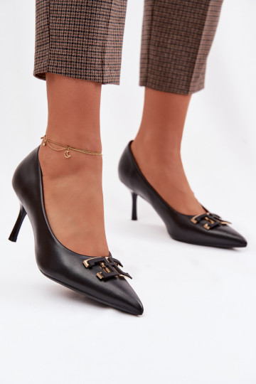 zapatos de tacón alto Zapatos con adornos Eko Piel de color negro Fivara 2