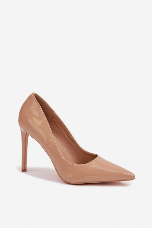 con efecto barniz zapatos de tacón alto de cuero ecológico beige Jonira