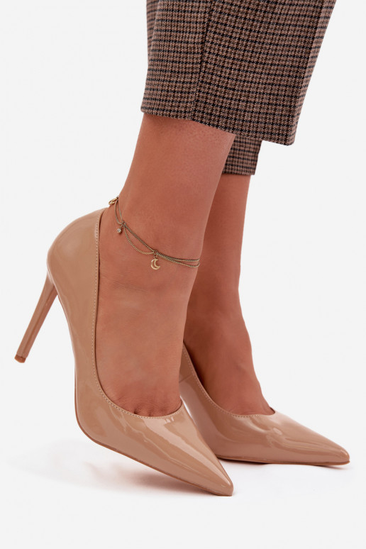 con efecto barniz zapatos de tacón alto de cuero ecológico beige Jonira