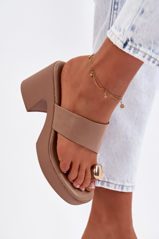 zapatillas de mujer Activado SłupkoAym Obcasie Ze color doradom Detalem beige Sinora