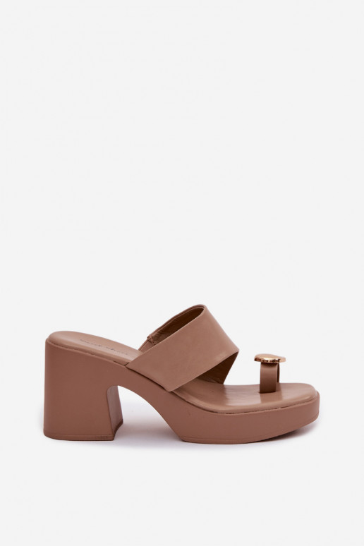 zapatillas de mujer Activado SłupkoAym Obcasie Ze color doradom Detalem beige Sinora