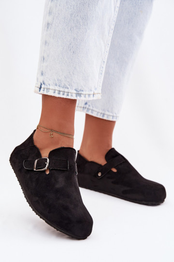 Zapatos de mujer de cuero sintético con hebillas color negro Ismora 2