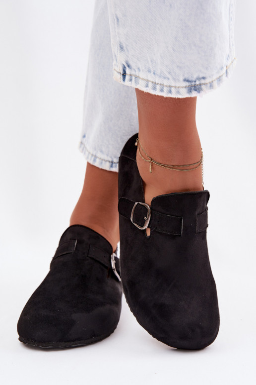 zapatos Femenino de gamuza ecológicaoAe con hebillas de color negro Ismora