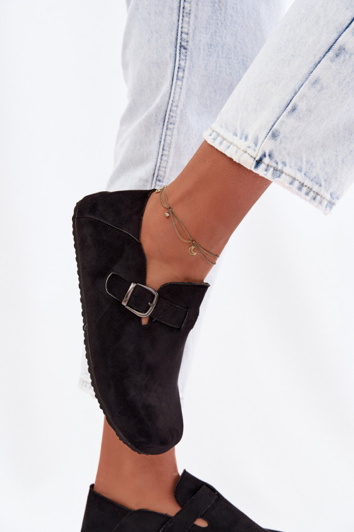 zapatos Femenino de gamuza ecológicaoAe con hebillas de color negro Ismora