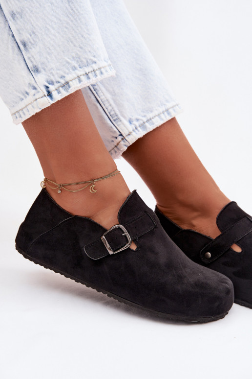 zapatos Femenino de gamuza ecológicaoAe con hebillas de color negro Ismora