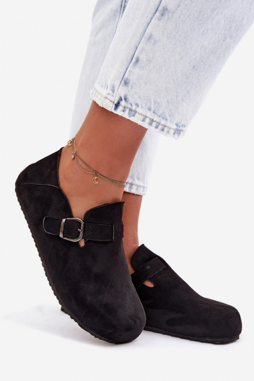 zapatos Femenino de gamuza ecológicaoAe con hebillas de color negro Ismora