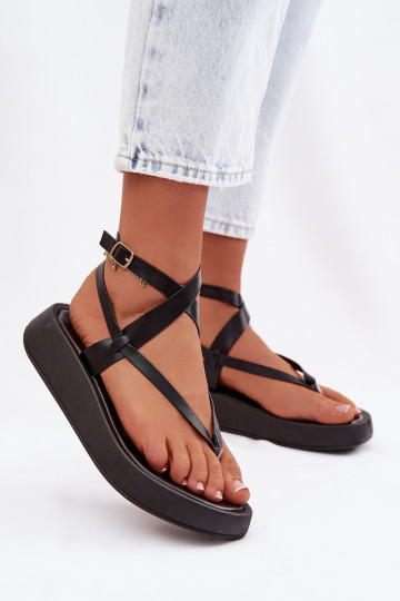 Sandalias negras para mujer con plataforma Gelira