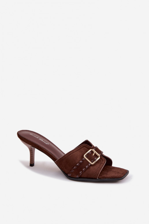 zapatillas de mujer con tacones finos con correas I Złotą con hebillas CzekoladoAe Jelira