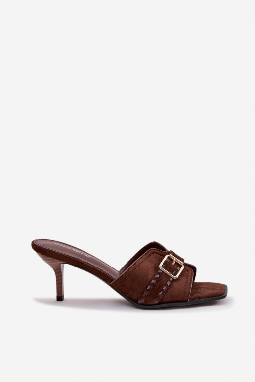 zapatillas de mujer con tacones finos con correas I Złotą con hebillas CzekoladoAe Jelira