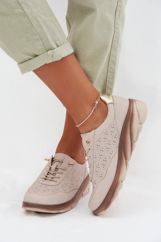 Zapatillas deportivas de mujer de piel con elementos calados Sergio Leone SP-002 color gris