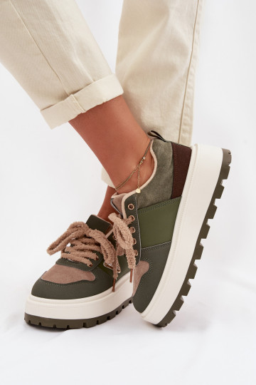 Zapatillas deportivas de mujer con plataforma color verde Florinda