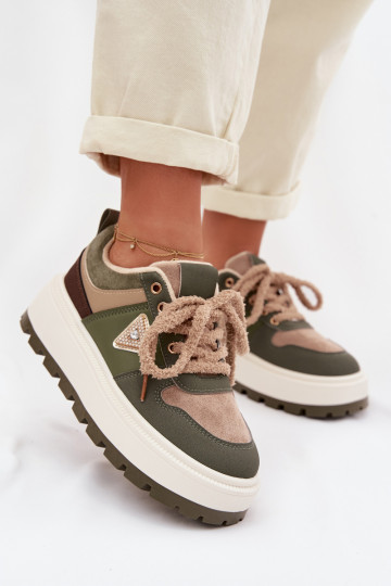 Zapatillas deportivas de mujer con plataforma color verde Florinda 2