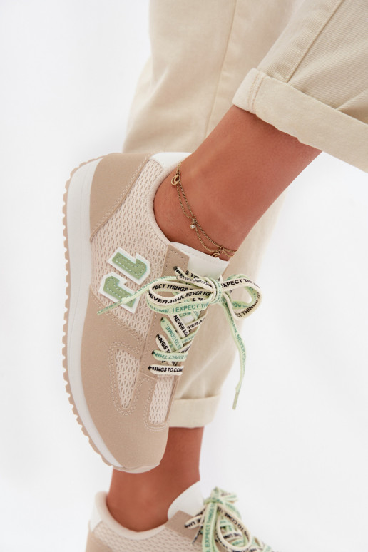 Zapatillas modelo zapatos. Femenino Con decoraciones atándosem beige Henira