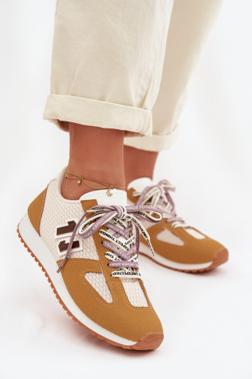 Zapatillas deportivas de mujer con cordones decorativos color amarillo Henira 2