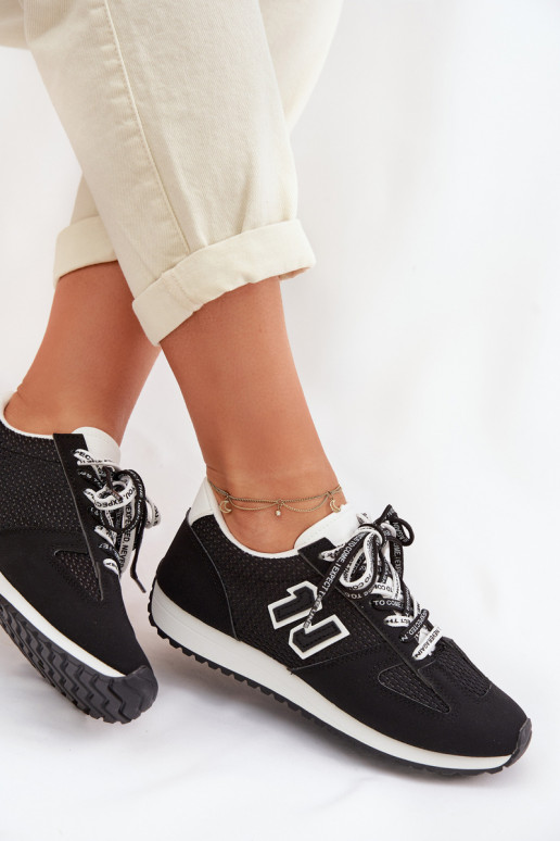 Zapatillas modelo zapatos. Femenino Con decoraciones atándosem de color negro Henira