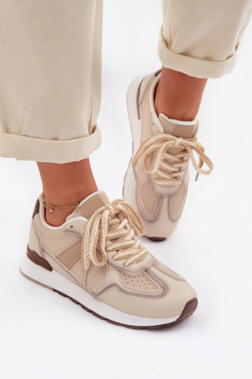 Zapatillas deportivas de mujer de cuero sintético color arena Kelira