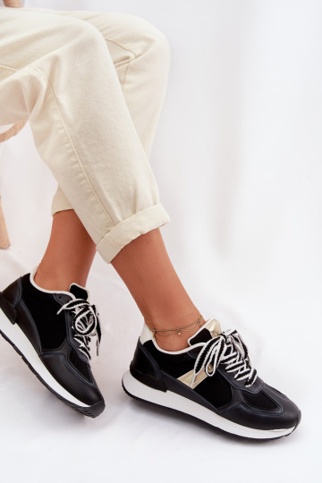 Zapatillas deportivas de mujer de cuero sintético color negro Kelira