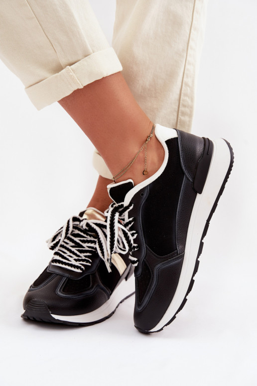 Zapatillas modelo zapatos. Femenino de cuero ecológico de color negro Kelira