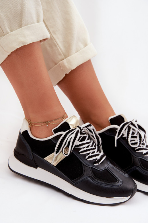 Zapatillas modelo zapatos. Femenino de cuero ecológico de color negro Kelira