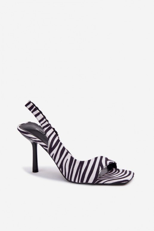 Sandalias de mujer con tacones finosde gamuza ecológicau Zebra Calvoria
