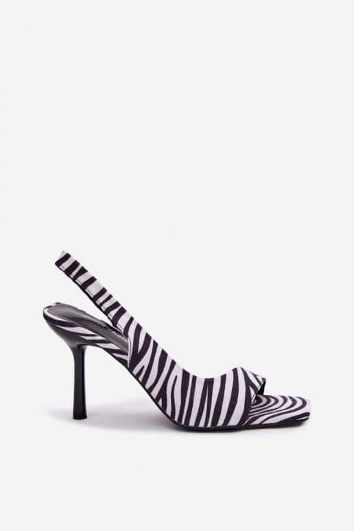 Sandalias de mujer con tacones finosde gamuza ecológicau Zebra Calvoria