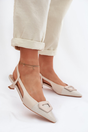 Sandalias de mujer En un tacón bajo Con decoraciones Detalem beige Camira 2