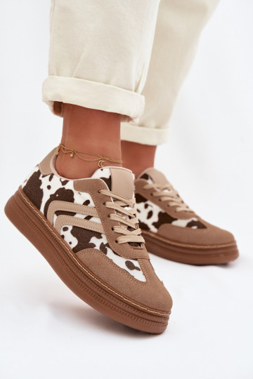 Zapatillas deportivas de mujer con plataforma color arena Denissa