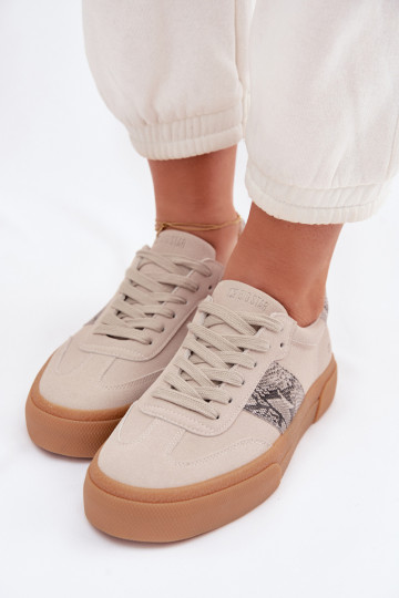 Zapatillas deportivas de mujer con imitación de piel de serpiente Big Star TT274299 color gris