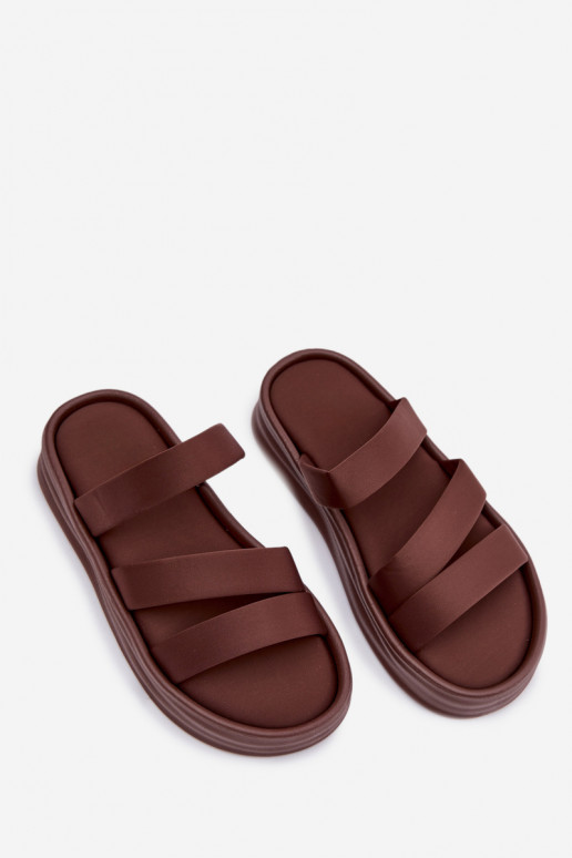 Zapatillas de mujer con plataforma y cintas color chocolate Liorine