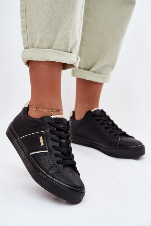 Zapatillas modelo zapatos. Femenino con elementos calados Big Star TT274290 de color negro