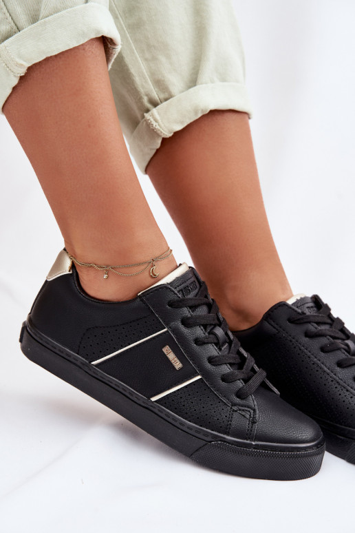 Zapatillas modelo zapatos. Femenino con elementos calados Big Star TT274290 de color negro