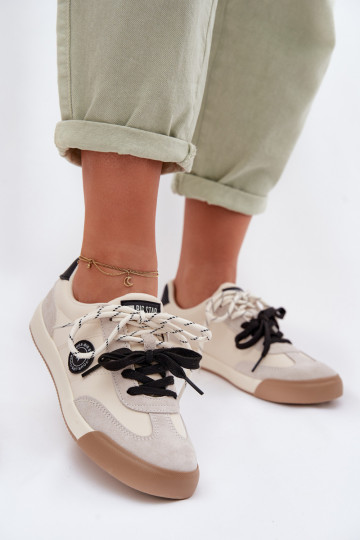 Zapatos deportivos para mujer con doble atado Big Star TT274168 color arena 2