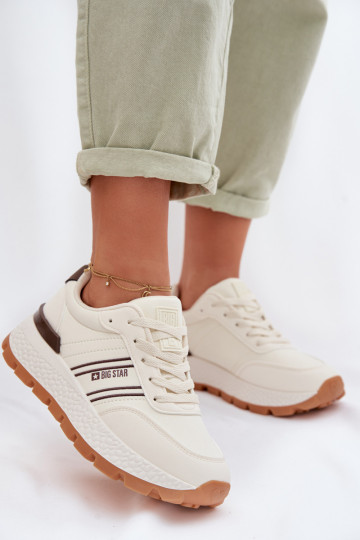 Zapatillas modelo zapatos. Femenino con una plataforma Big Star TT274881 Hi-Poly System beige