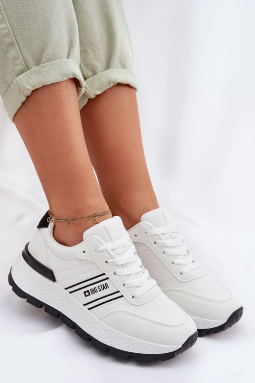 Zapatillas modelo zapatos. Femenino con una plataforma Big Star TT274882 Hi-Poly System el color blanco