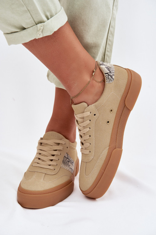 Zapatillas modelo zapatos. Femenino Ze ENstaAkami piel de serpiente Big Star TT274298 beige
