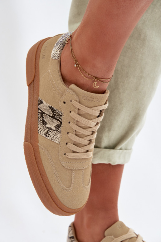 Zapatillas modelo zapatos. Femenino Ze ENstaAkami piel de serpiente Big Star TT274298 beige