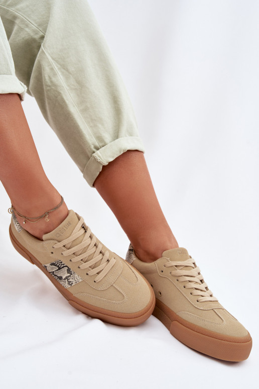 Zapatillas modelo zapatos. Femenino Ze ENstaAkami piel de serpiente Big Star TT274298 beige