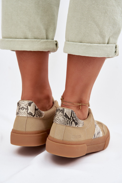 Zapatillas modelo zapatos. Femenino Ze ENstaAkami piel de serpiente Big Star TT274298 beige