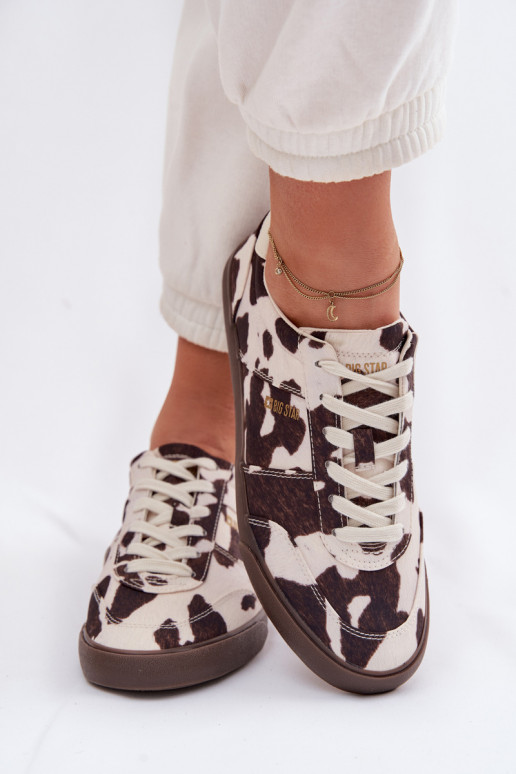 Zapatillas modelo zapatos. Femenino EN Łaty Big Star TT274369 Blanco-color marrón